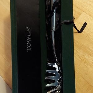 Vintage Towle Silversmiths Silver Plated Pasta Serving Spoon Green Velvet Box